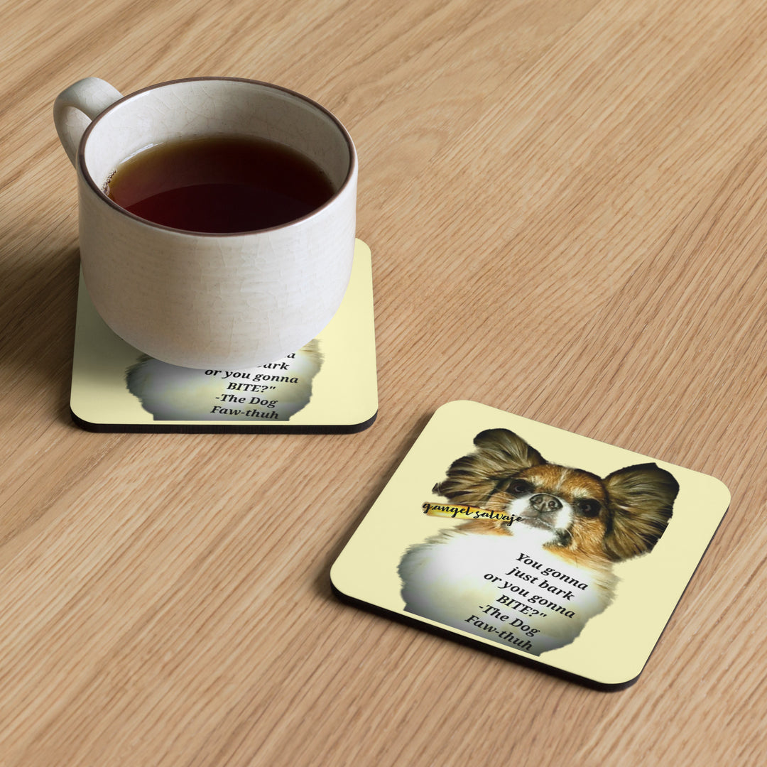 Winston d' Dawg Faw-thuh Cork-back coaster