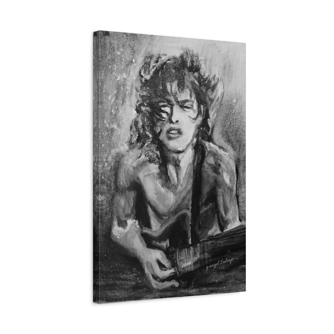 Angus Young, B&W  Rock and Roll Series Matte Canvas, Stretched, 1.25"