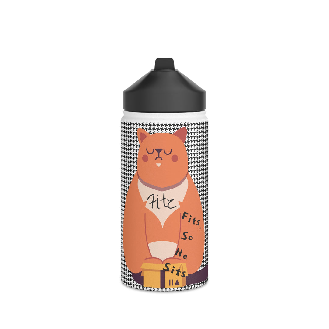Fitz cat fits and sits Stainless Steel Water Bottle, Standard Lid