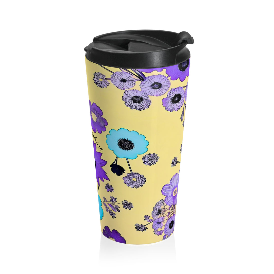 Purple. FLOWERS Dancing on Sunshine Stainless Steel Travel Mug