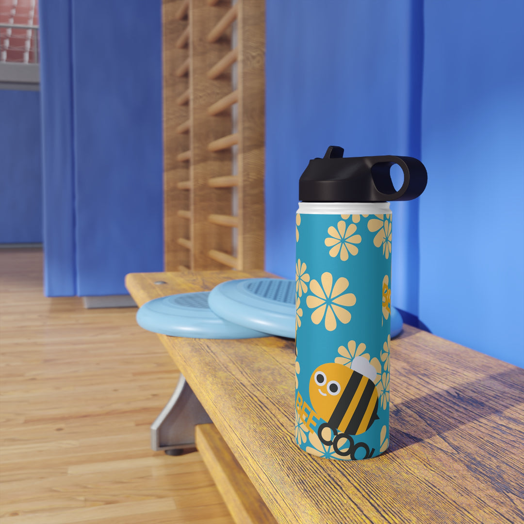Bee Cool with Yellow Flowers Stainless Steel Water Bottle, Standard Lid