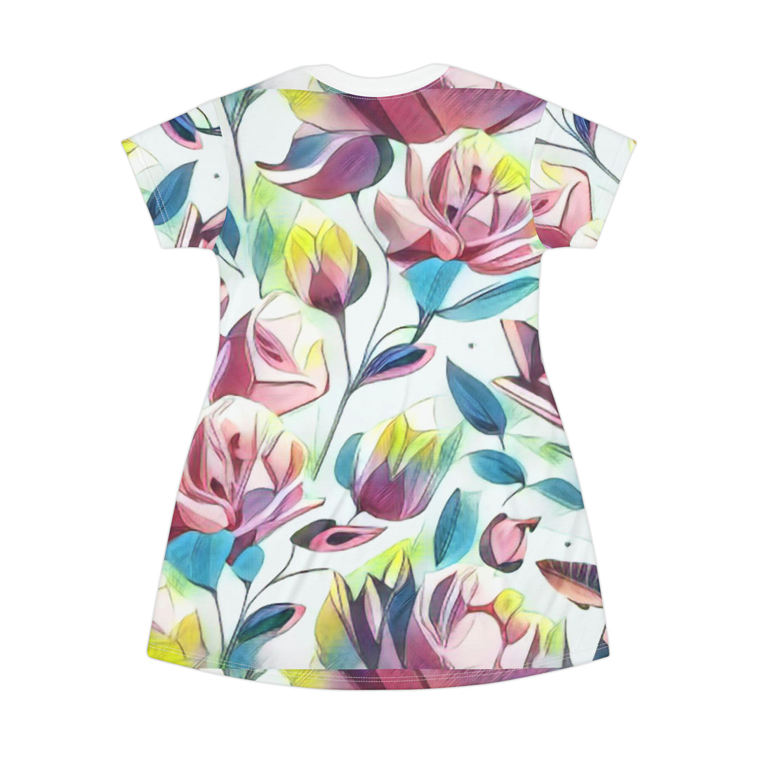 Colorful Rose Shaped Dreams, Women's T-Shirt Dress (AOP)
