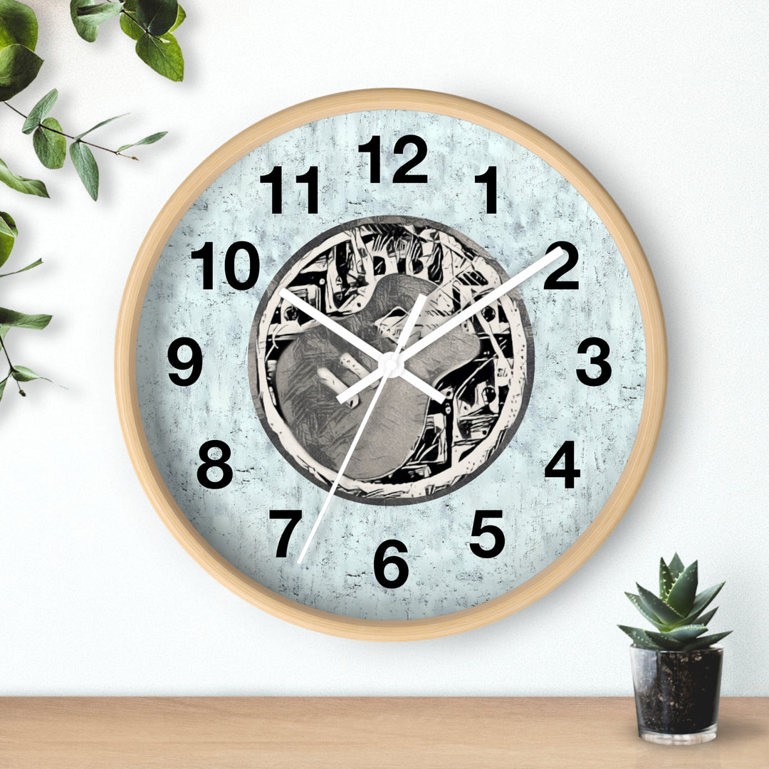 Grey Little Sketchy Guitar onTextured Blue Wall Clock