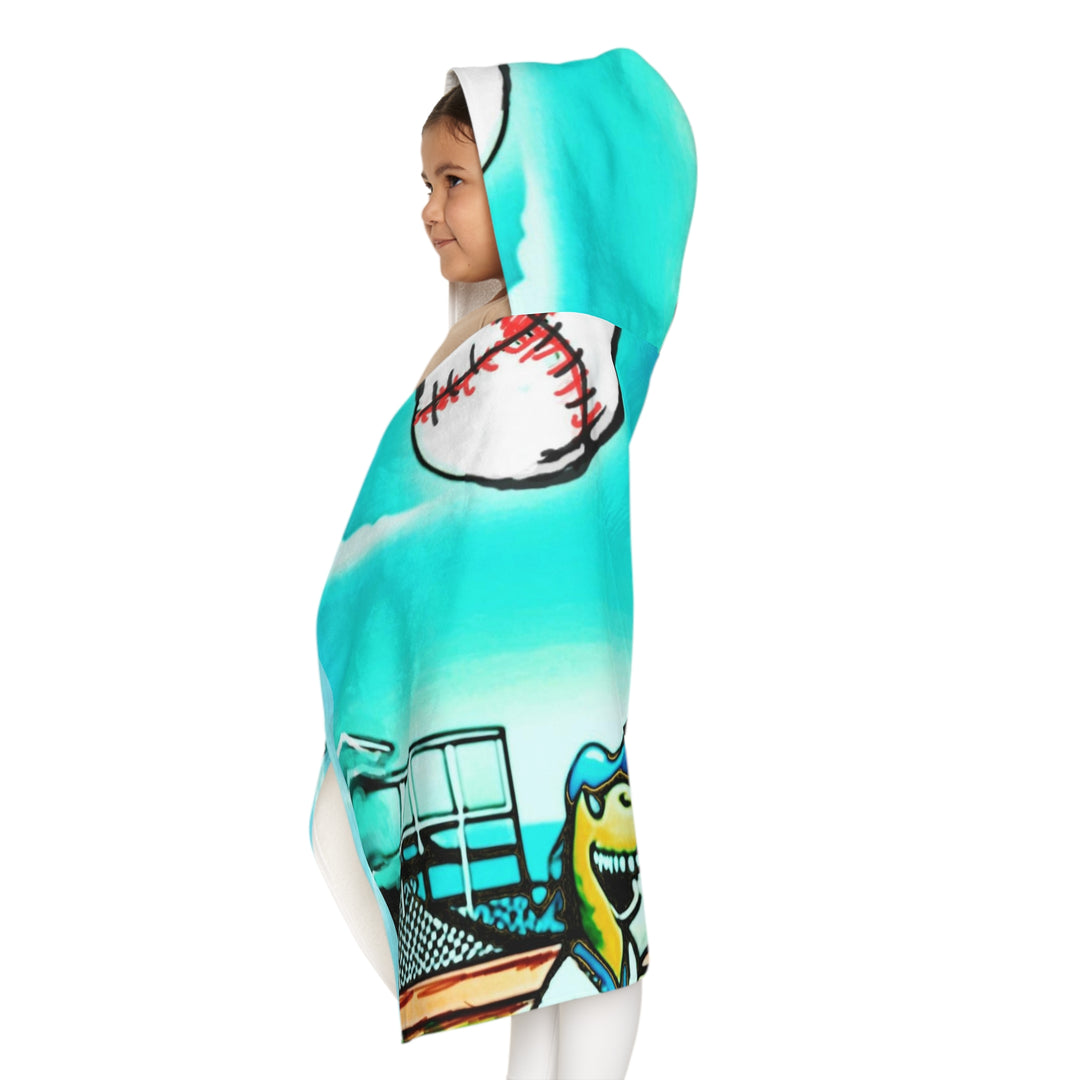 Dino knockin it outta d'park, Youth Hooded Towel