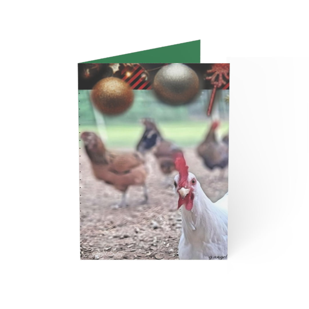 Chicken House Narratives Christmas Greeting Cards - Nosey Blanche and the Shopping Hen Party Design (Greeting Cards)