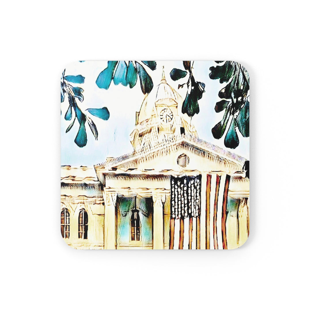 Old Glory on the Courthouse Cork Back Coaster