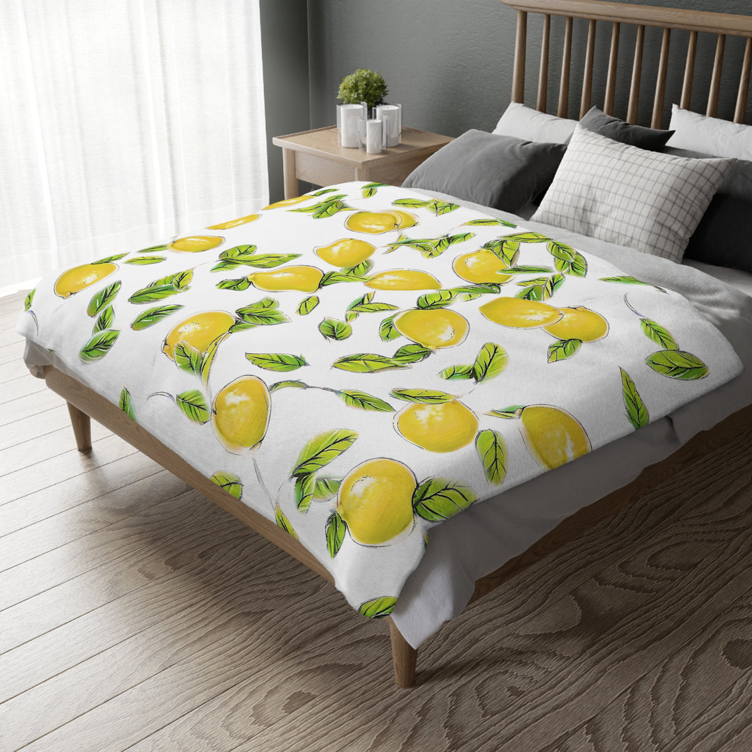 Lemon Velveteen Minky Blanket (Two-sided print)