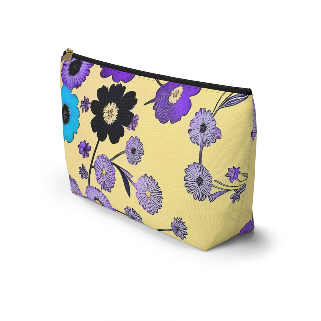 Purple Flowers Dancing on Sunshine Accessory Pouch w T-bottom