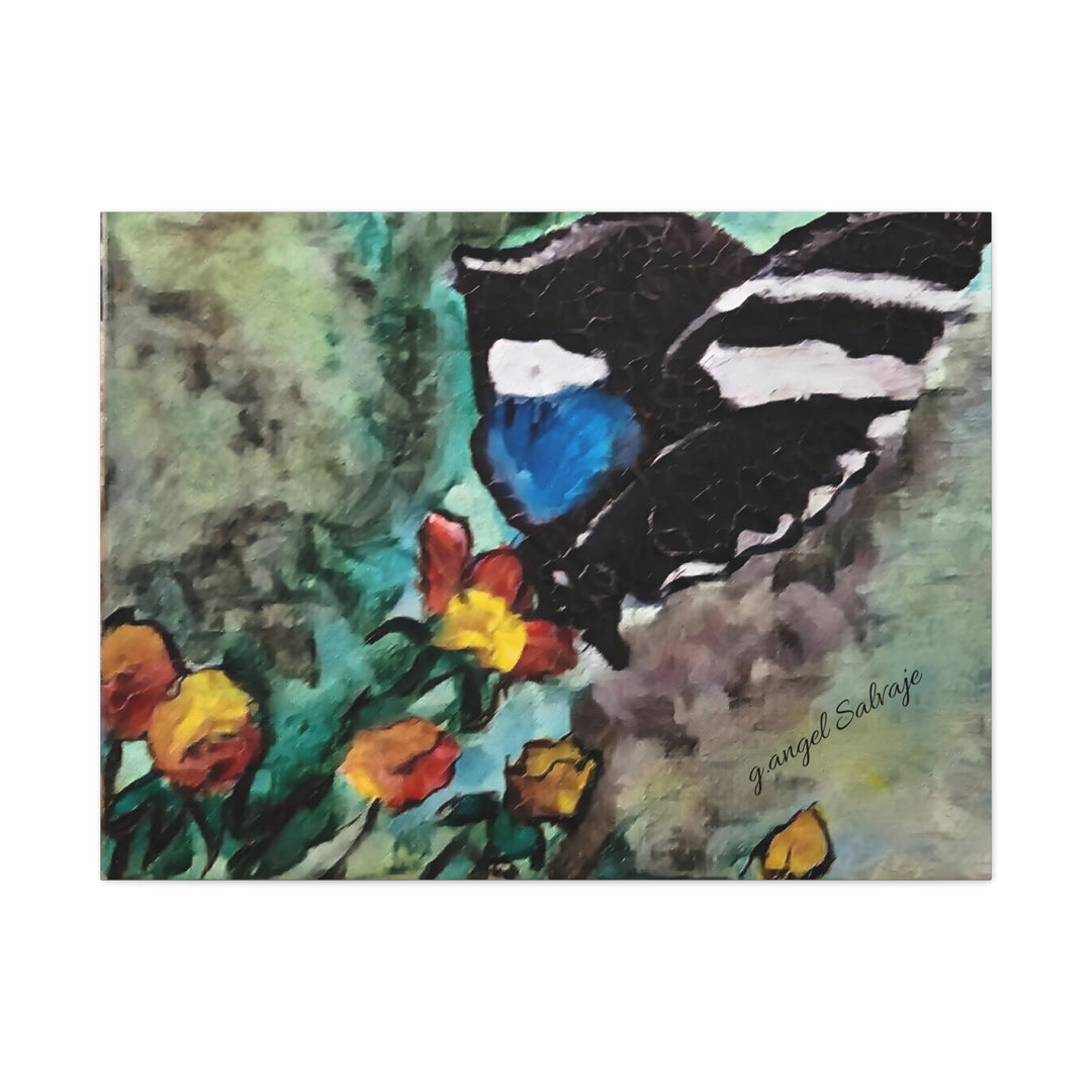 Canvas Print - Swallowtail Butterfly and Flower Painting by G Angel Salvaje