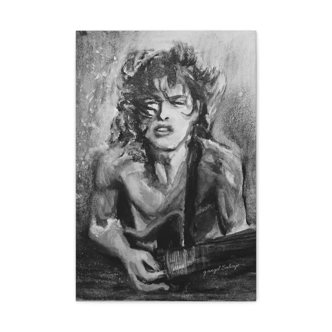 Angus Young, B&W  Rock and Roll Series Matte Canvas, Stretched, 1.25"