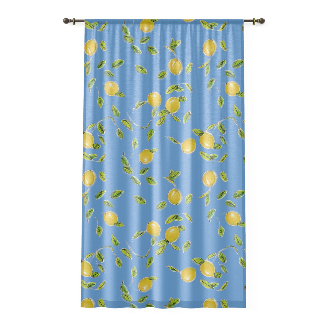 Bunches of Lemons on blue Sheer Window Curtain