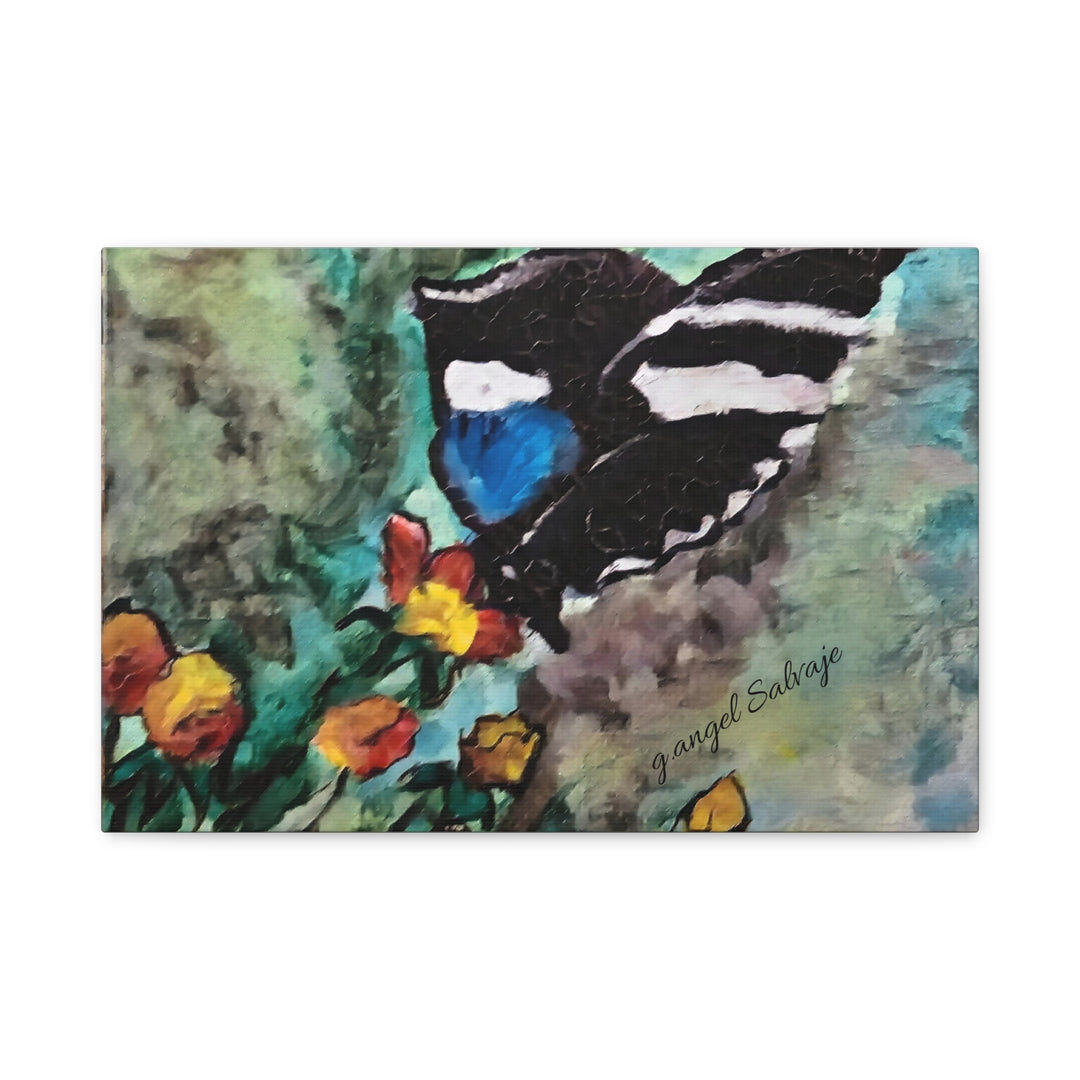 Canvas Print - Swallowtail Butterfly and Flower Painting by G Angel Salvaje