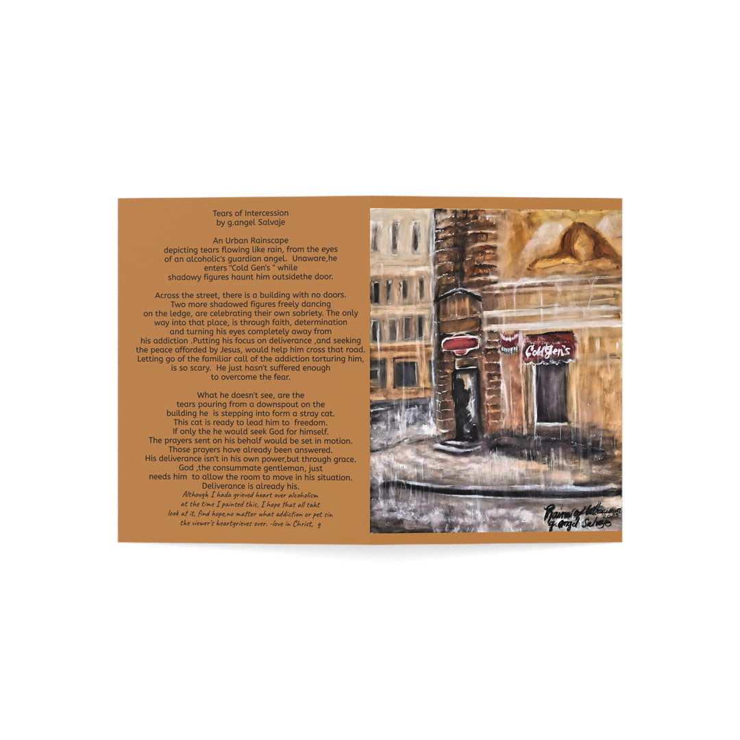 Greeting Cards - Tears of Intercession by g angel Salvaje Urban Rainscape