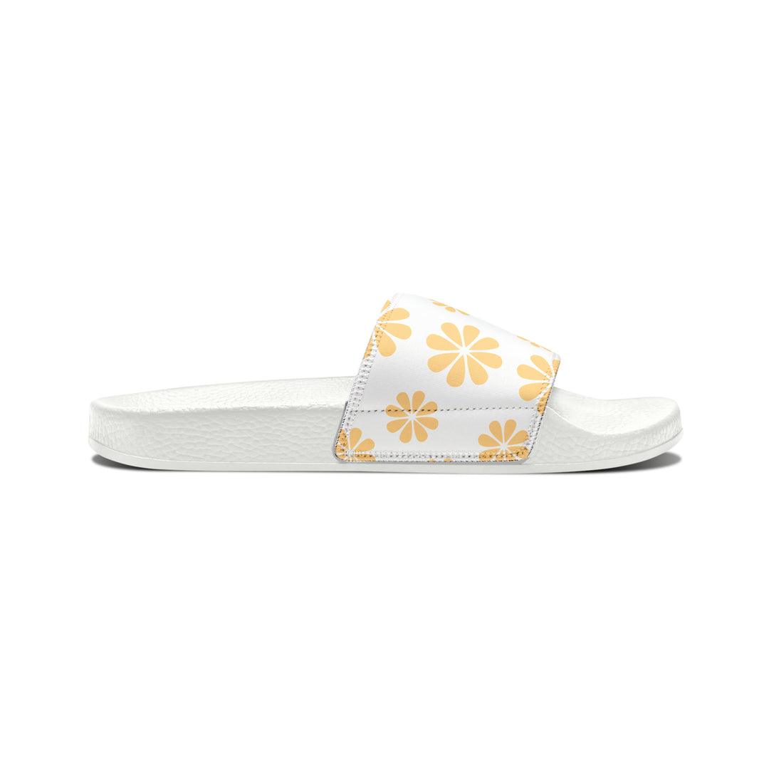 Yellow Flowers Youth PU Slide Sandals
