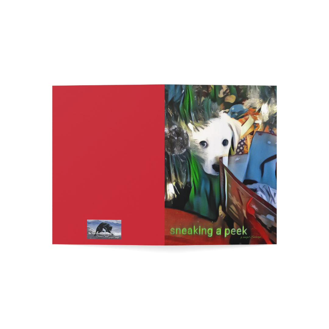 CHRISTMAS Greeting Cards -Lou's Sneaky Peek Design (1, 10, 30, and 50pcs)