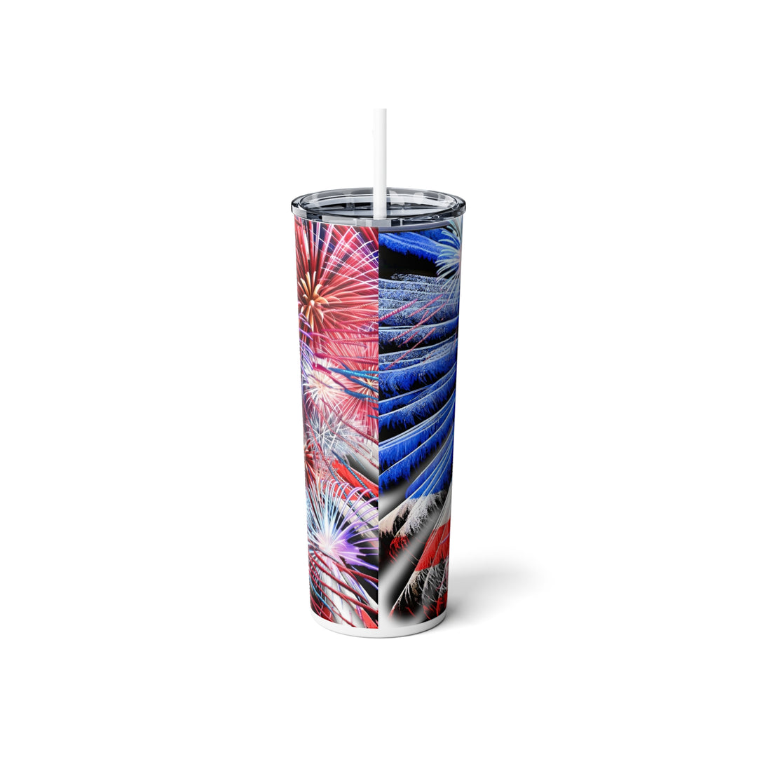 Fireworks Skinny Steel Tumbler with Straw, 20oz