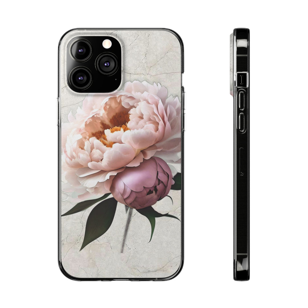 Peony on Marble  Soft Phone Cases