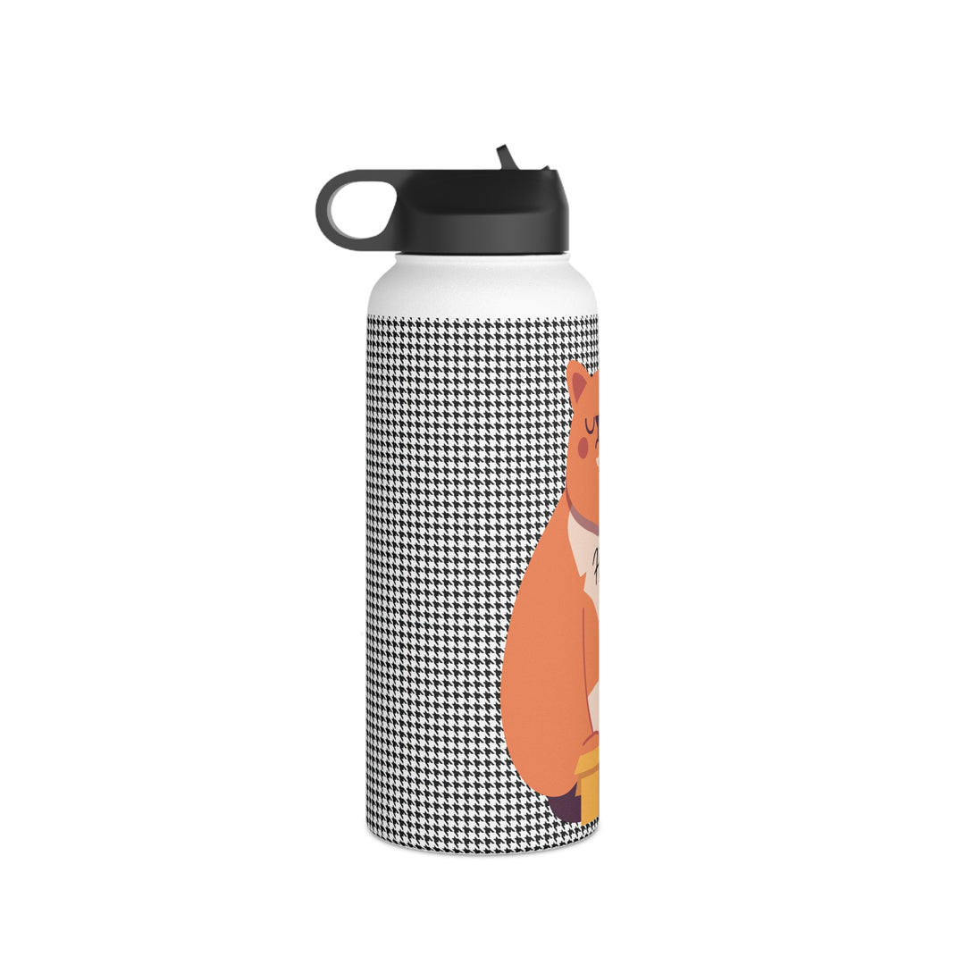 Fitz cat fits and sits Stainless Steel Water Bottle, Standard Lid