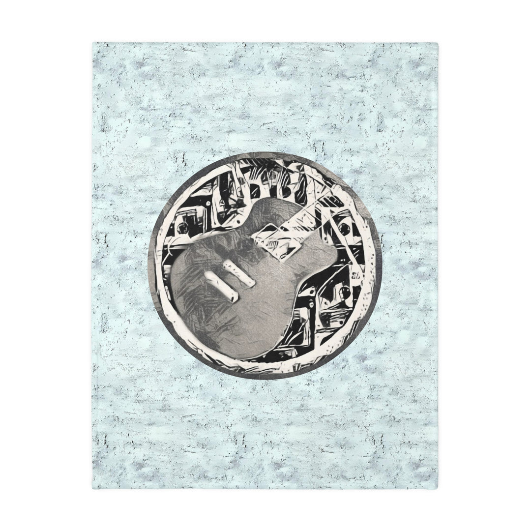 Grey Little Sketchy on Textured Blue Velveteen Minky Blanket (Two-sided print)