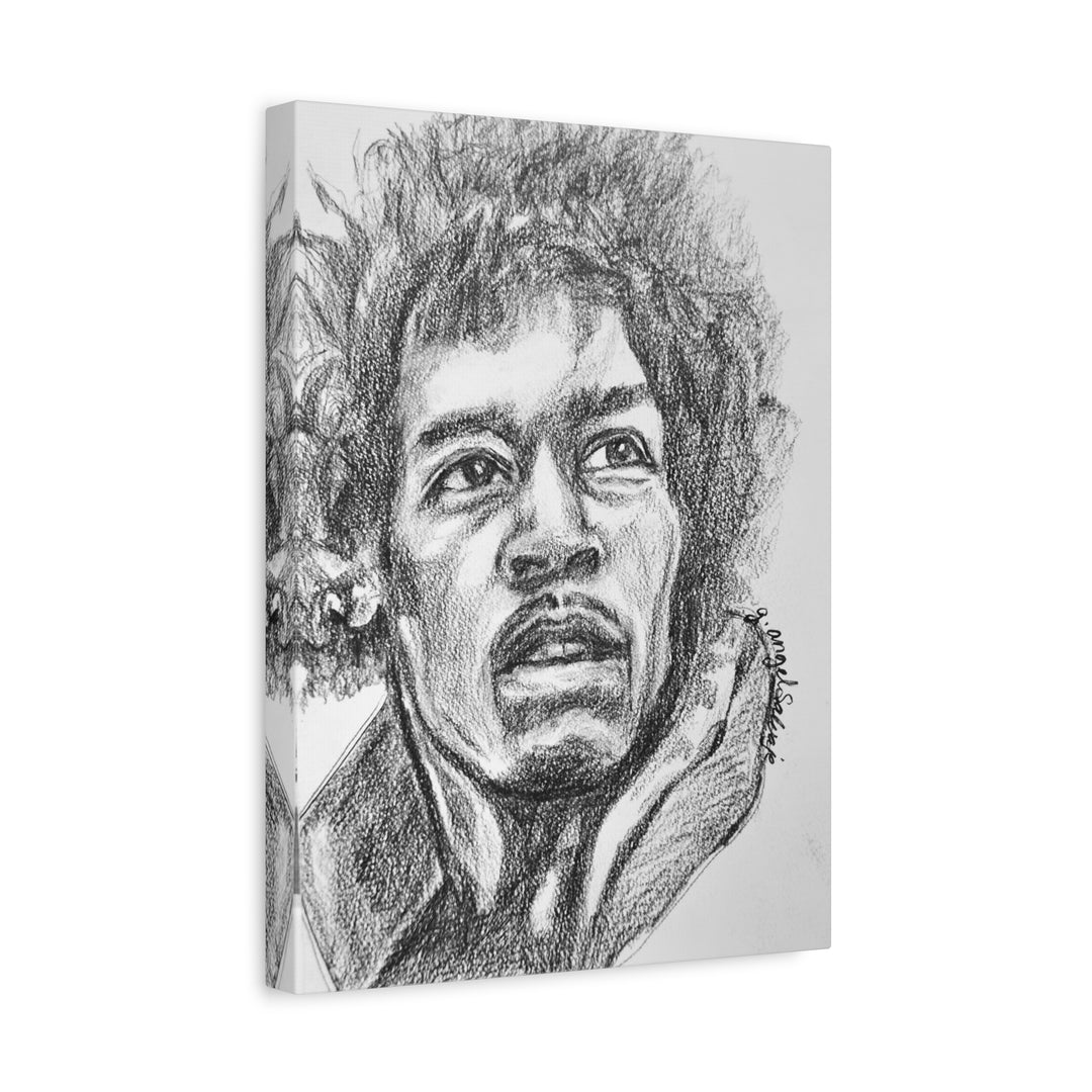Jimi Hendrix,  B&W Rock and Roll Series Matte Canvas, Stretched, 1.25"