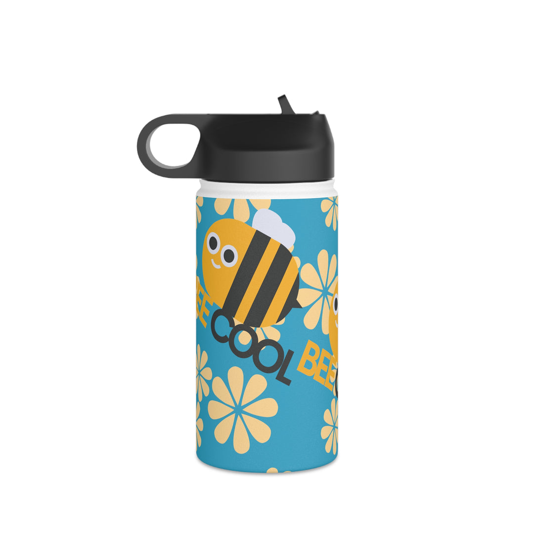 Bee Cool with Yellow Flowers Stainless Steel Water Bottle, Standard Lid