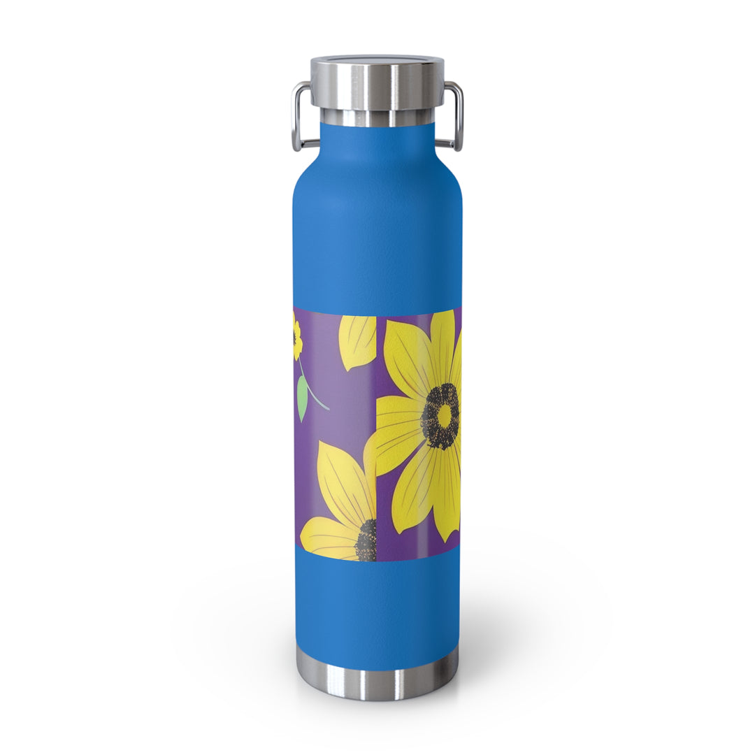 Yellow Floral on Purple, no quotes Copper Vacuum Insulated Bottle, 22oz