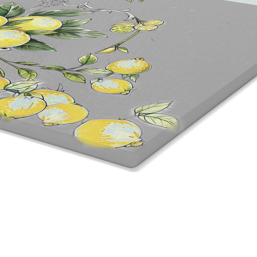 Grey Bunches of Lemons Centerpiece Glass Cutting Board