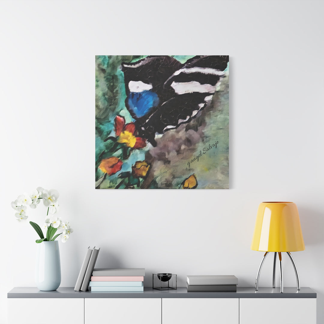 Canvas Print - Swallowtail Butterfly and Flower Painting by G Angel Salvaje