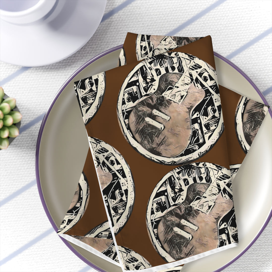 A Little Sketchy Guitar on Dark Brown Napkins