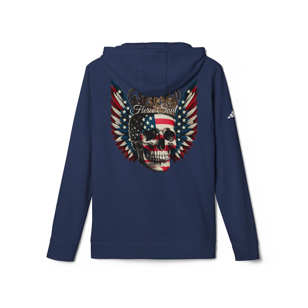 Fleece Hoodie - Fierce Soul Winged Stars and Stripes Skull