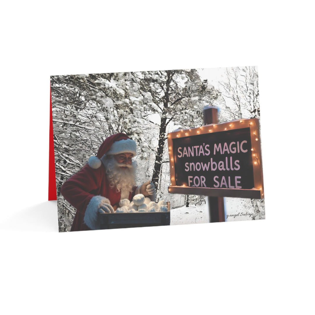 Festive Holiday Greeting Cards - Santa's Magic Snowballs Design with Bible Verse & message(1, 10, 30, 50 pcs)