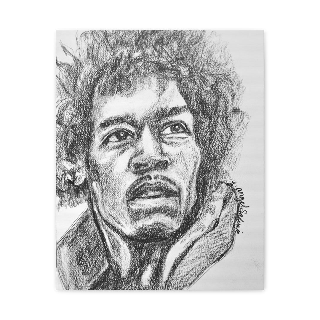 Jimi Hendrix,  B&W Rock and Roll Series Matte Canvas, Stretched, 1.25"