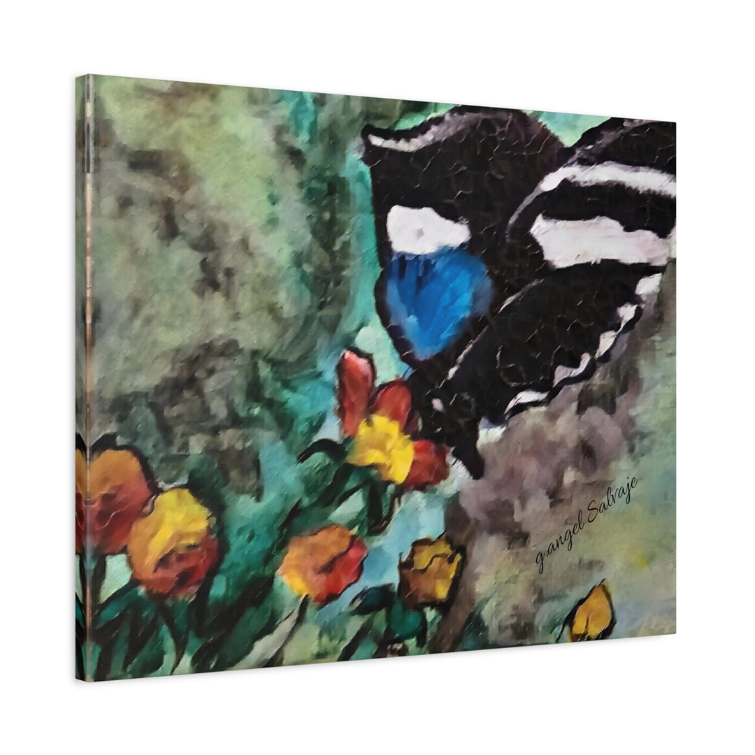 Canvas Print - Swallowtail Butterfly and Flower Painting by G Angel Salvaje