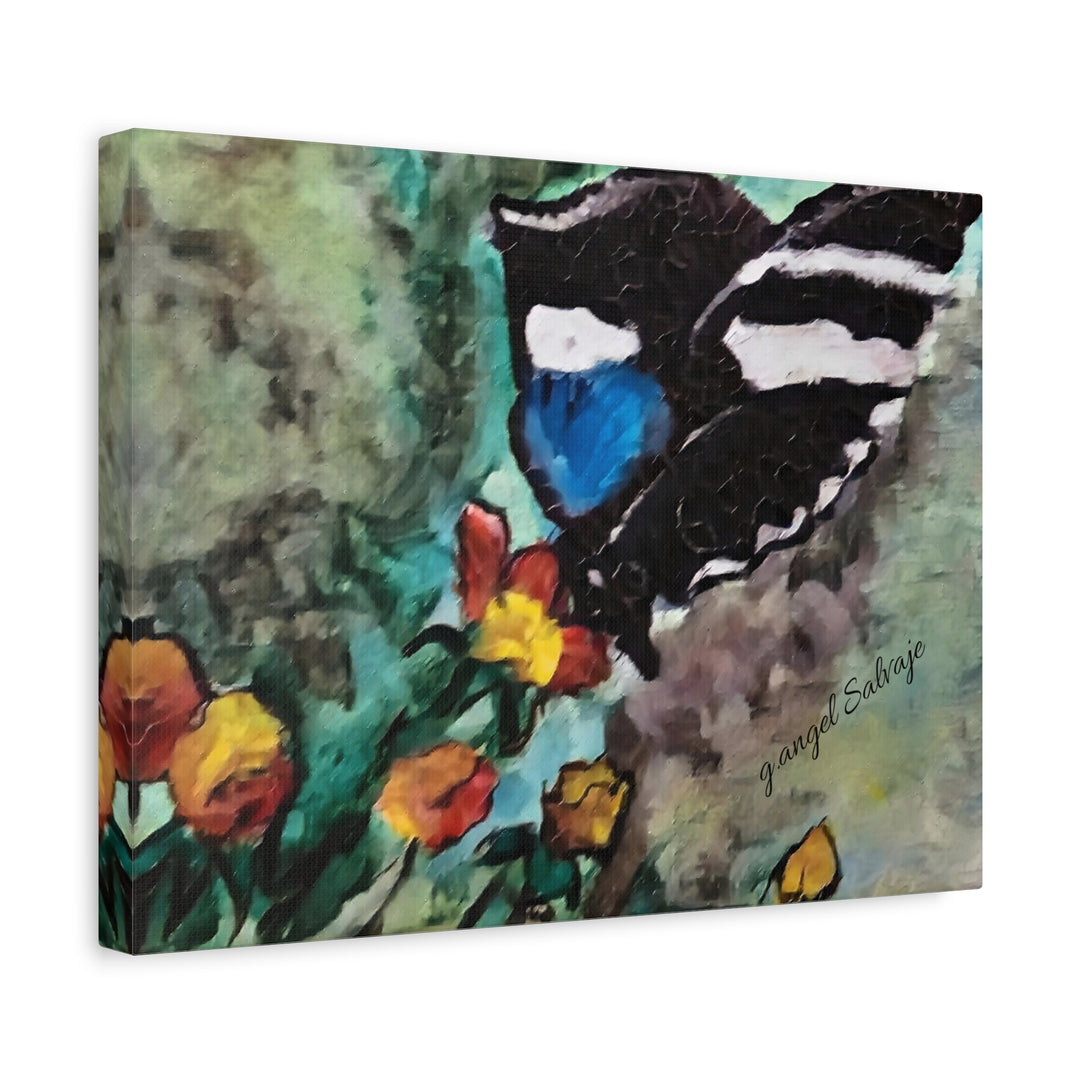 Canvas Print - Swallowtail Butterfly and Flower Painting by G Angel Salvaje