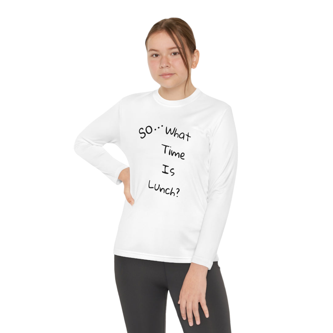 What time is lunch? Youth Long Sleeve Competitor Tee