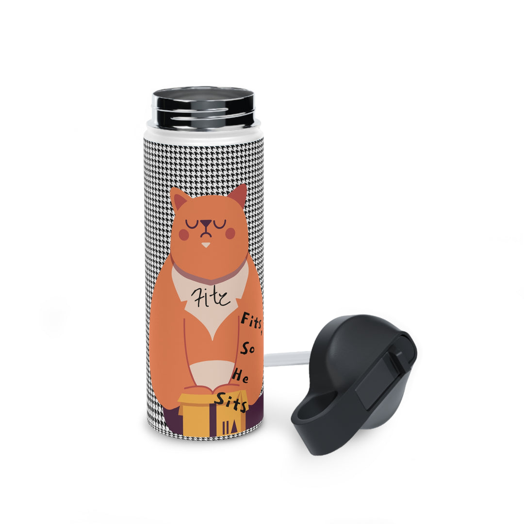 Fitz cat fits and sits Stainless Steel Water Bottle, Standard Lid