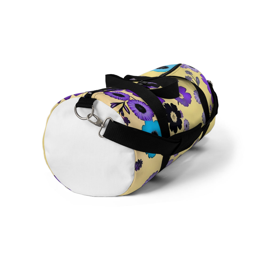 Purple Flowers Dancing on Sunshine Duffel Bag