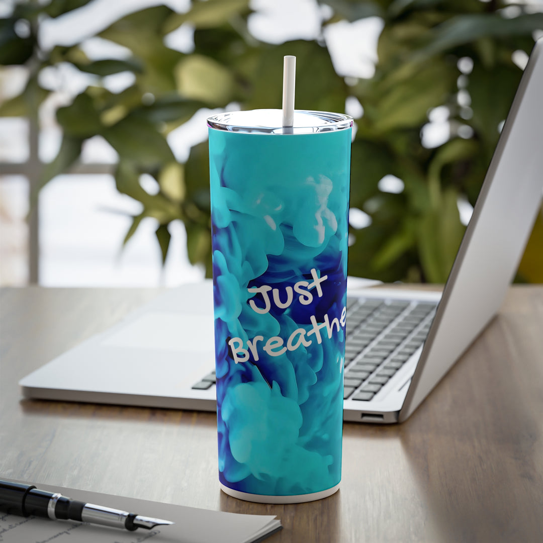 Just Breathe Skinny Steel Tumbler with Straw, 20oz