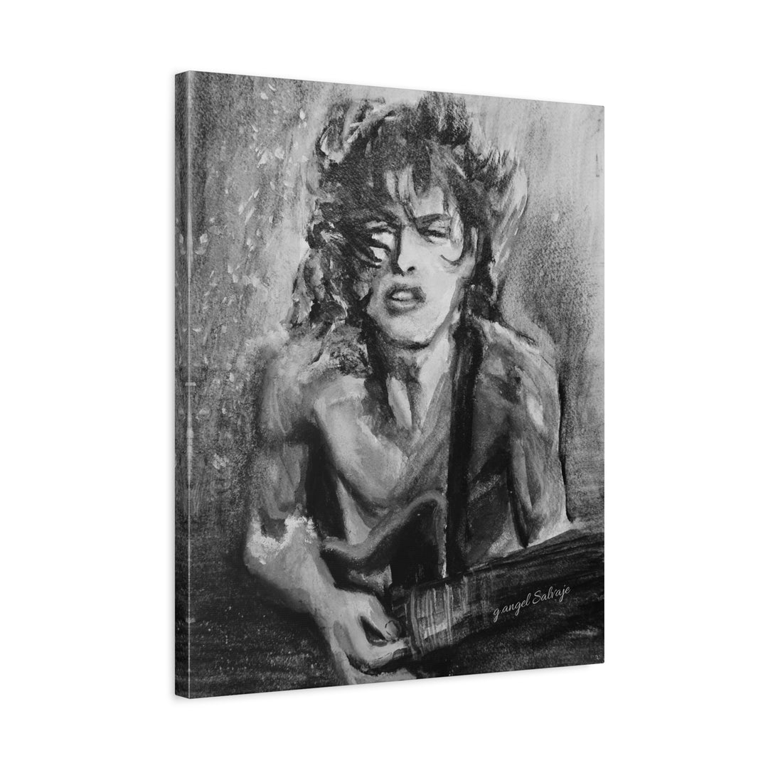 Angus Young, B&W  Rock and Roll Series Matte Canvas, Stretched, 1.25"