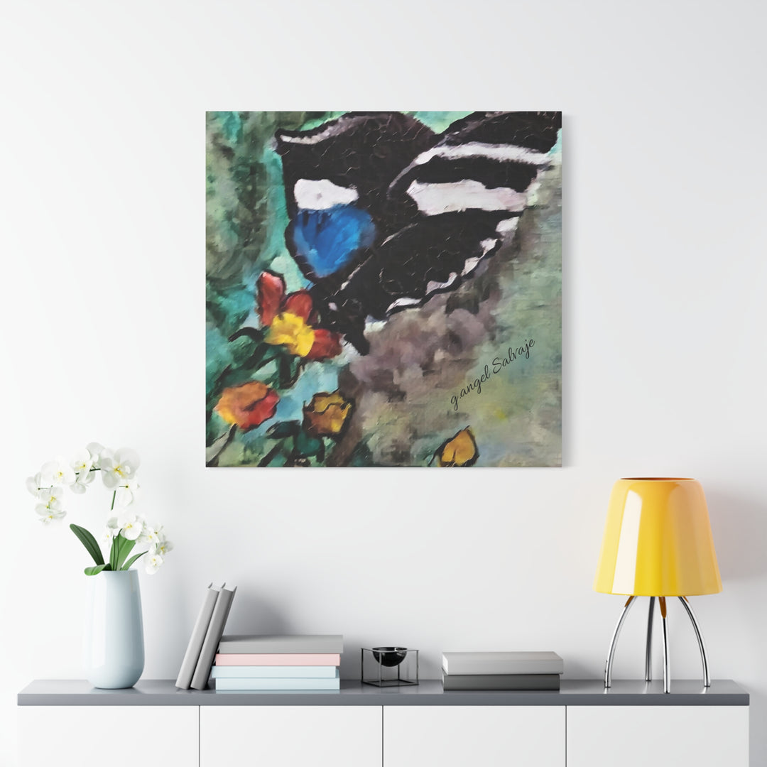 Canvas Print - Swallowtail Butterfly and Flower Painting by G Angel Salvaje