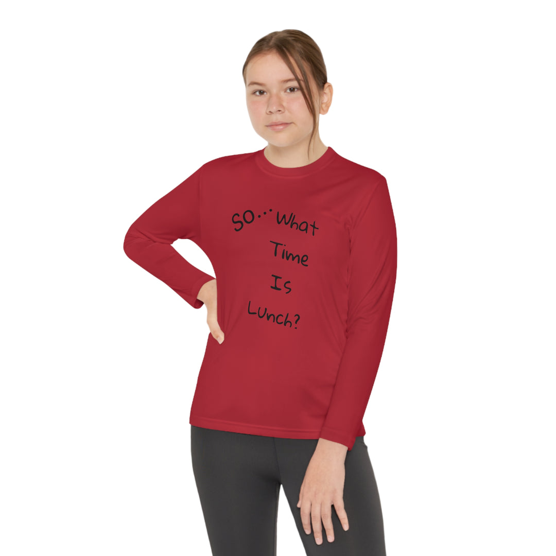 What time is lunch? Youth Long Sleeve Competitor Tee
