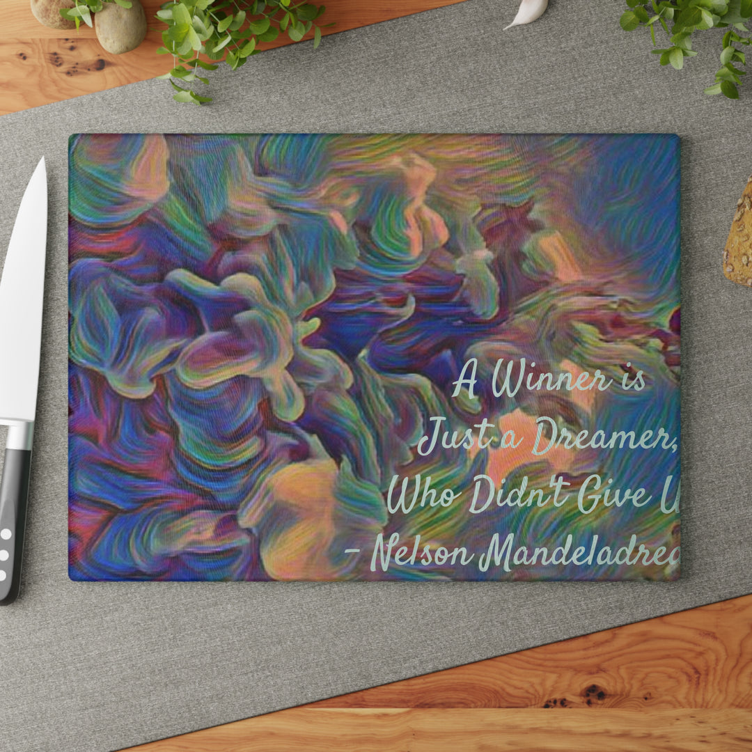 DREAMER,Nelson Mandela Glass Cutting Board