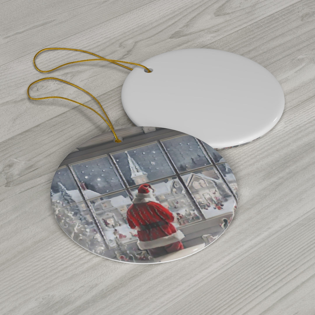 Santa Knows Ceramic Ornament, 4 Shapes