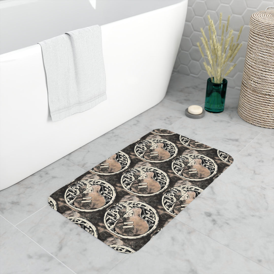 A Little Sketchy polkadot on Marbled Background Memory Foam Bath Mat