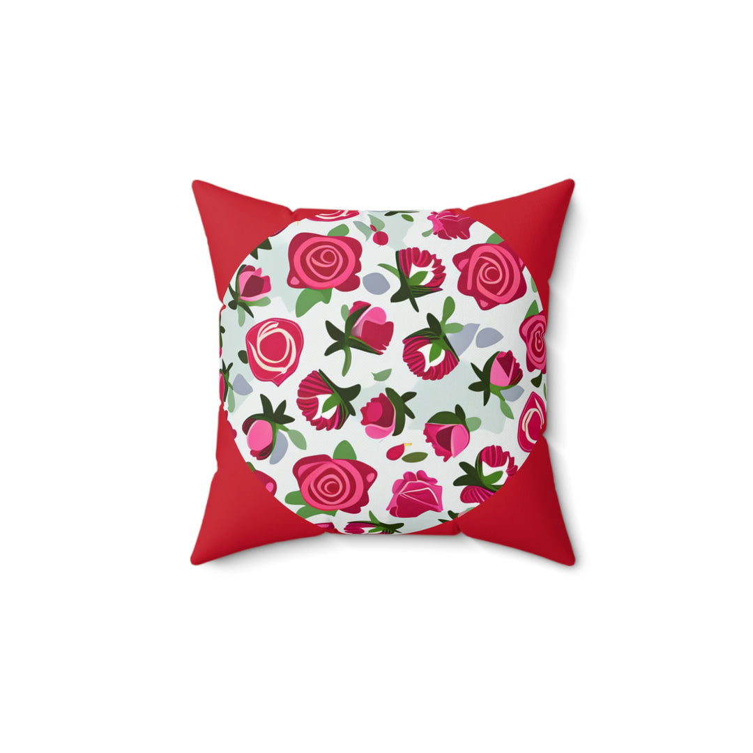 Rose Garden Promises circle red Faux Suede Square Pillow