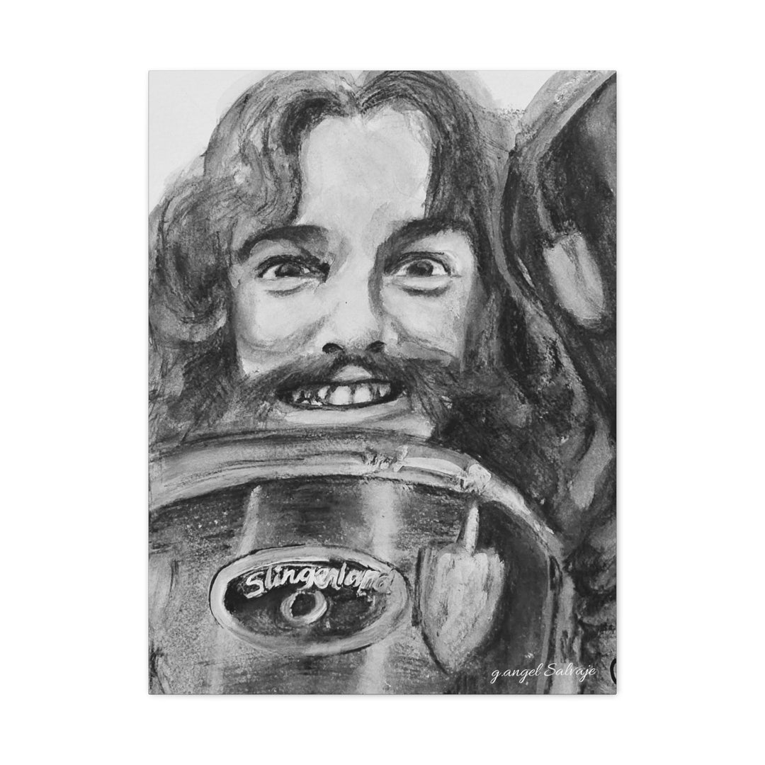 Neil Peart , B& W Rock and Roll Series, Matte Canvas, Stretched, 1.25"