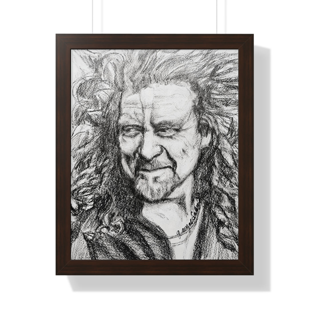 Vertical Poster - Robert Plant B&W Rock and Roll Series Framed Art Print