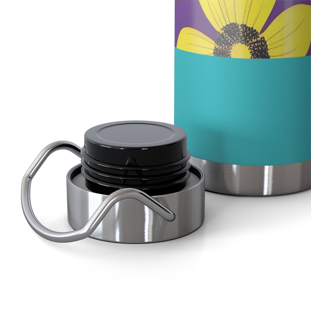 Yellow Floral Inspirational Quotes Copper Vacuum Insulated Bottle, 22oz