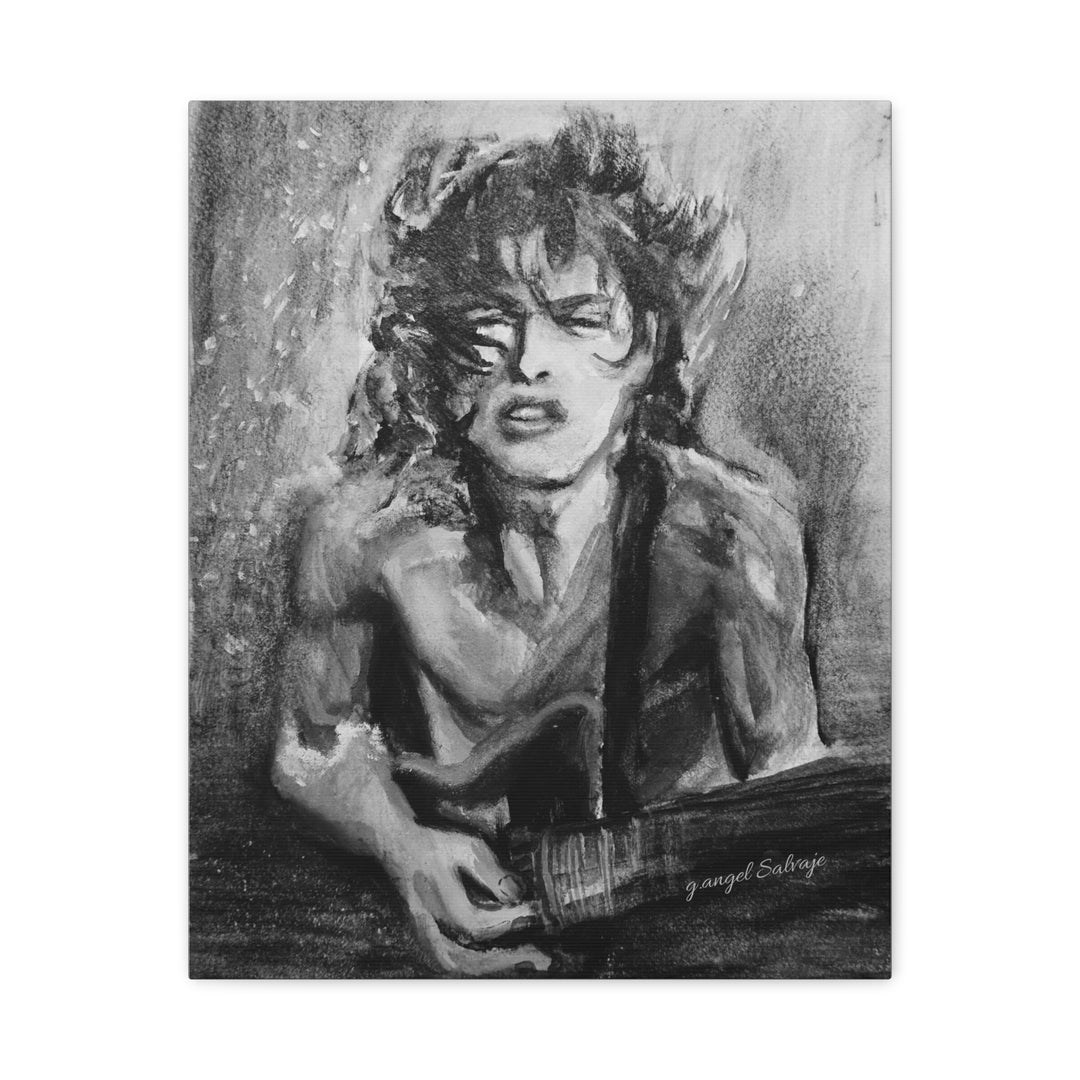 Angus Young, B&W  Rock and Roll Series Matte Canvas, Stretched, 1.25"