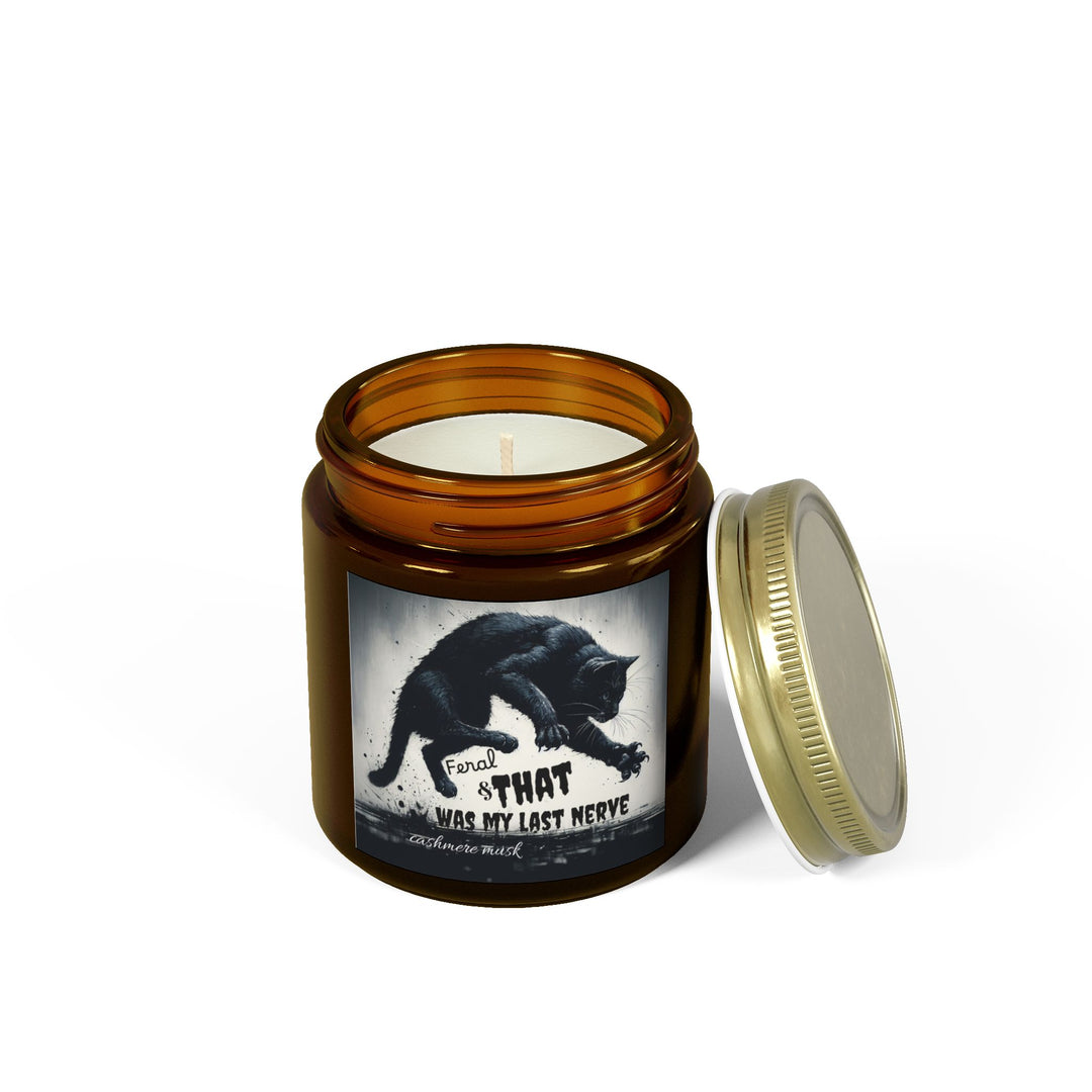Scented Candle - Cashmere Musk Feral Cat Pouncing Design